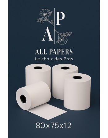 Rouleaux Caisse 80x75x12 AVEC LOGO ALL PAPERS