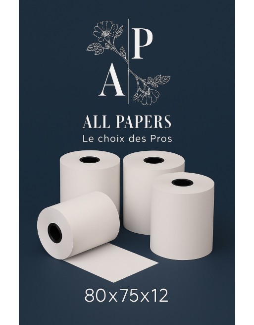 Rouleaux Caisse 80x75x12 AVEC LOGO ALL PAPERS
