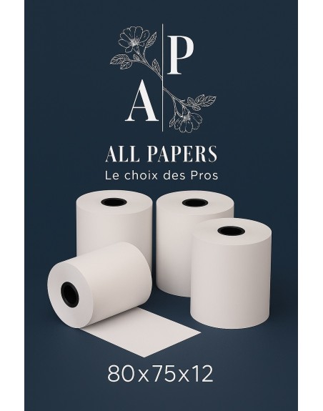 Rouleaux Caisse 80x75x12 AVEC LOGO ALL PAPERS