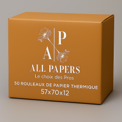 Carton d'emballage de 50 rouleaux pour caisse et balance 57x70x12