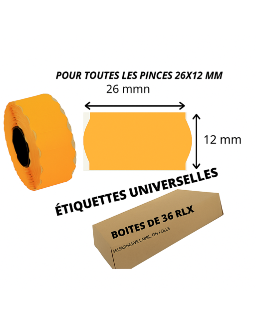 Etiquettes universelles orange 26x12