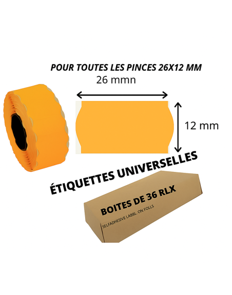 Etiquettes universelles orange 26x12