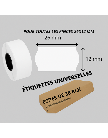 Etiquettes universelles Blanches 26x12